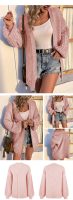 Solid Color Lantern Sleeve Sweater Women Cardigan