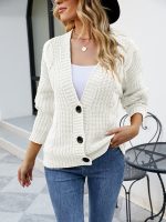 Thick Thread Cable Knit Sweater Women Cardigan Coat