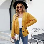 Thick Thread Cable Knit Sweater Women Cardigan Coat