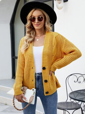Thick Thread Cable Knit Sweater Women Cardigan Coat