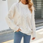 Retro Twist Sweater Women - Autumn Winter Loose Mock Neck Sweater Top