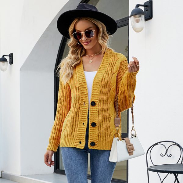 Thick Thread Cable Knit Sweater Women Cardigan Coat