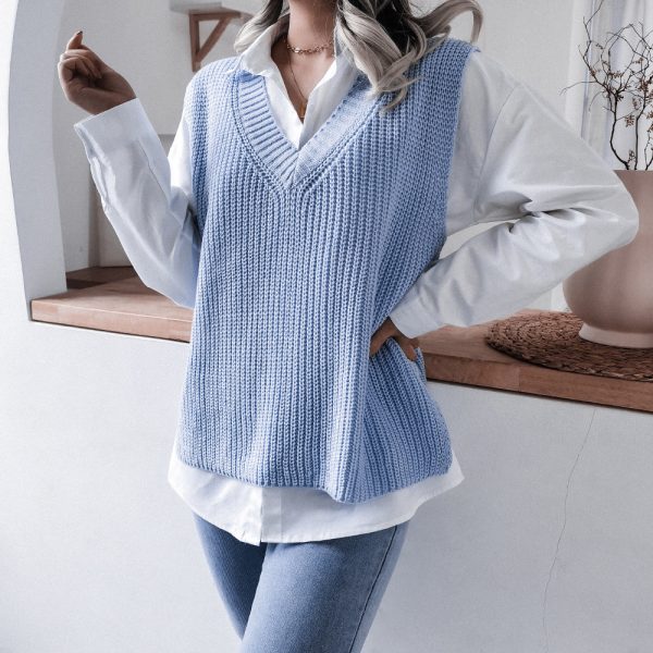 V-Neck Loose Knitted Vest Jacket