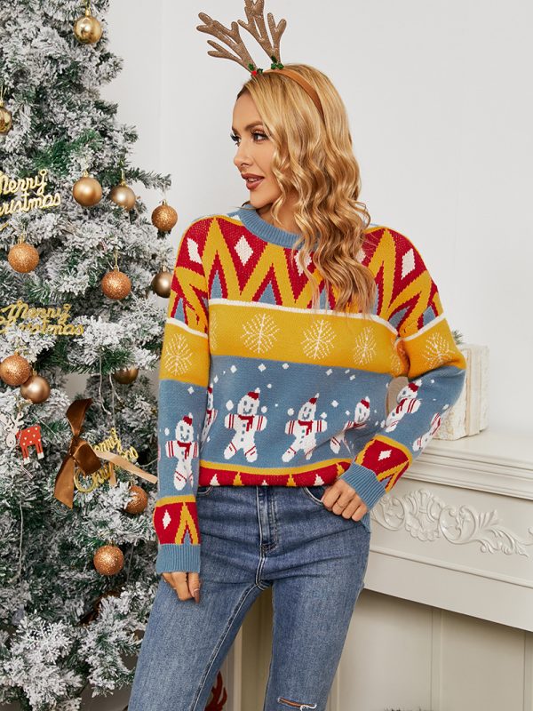 Christmas Snowman Women - Autumn Winter Pullover Christmas Snowflake Sweate