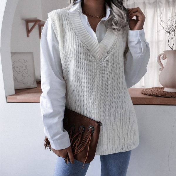 V-Neck Loose Knitted Vest Jacket