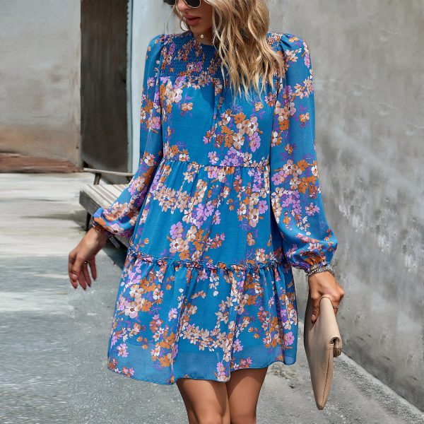 Printed Round Neck Dress - Autumn/Winter