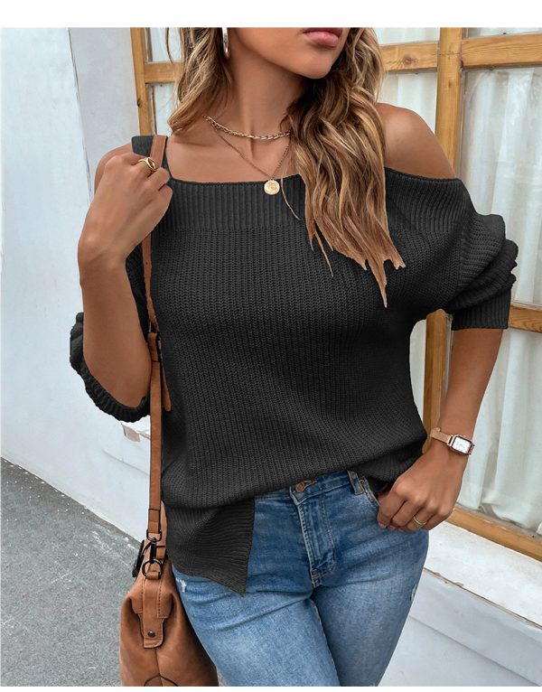 Chic Split Off-Shoulder Strap Sweater