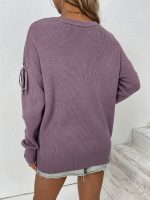 Spring Autumn Loose Round Neck Sweater Women