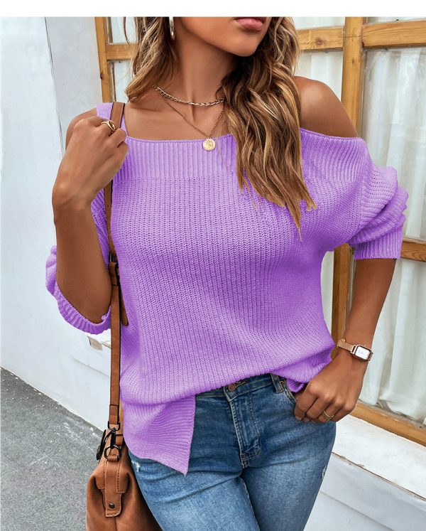 Chic Split Off-Shoulder Strap Sweater