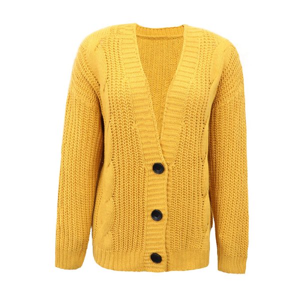 Thick Thread Cable Knit Sweater Women Cardigan Coat