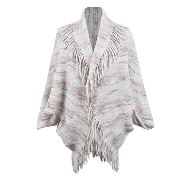 Colorful Striped Tassel Women Autumn Shawl