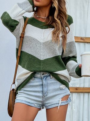 Multicolor Women's Round Neck Sweater - Winter Fashion