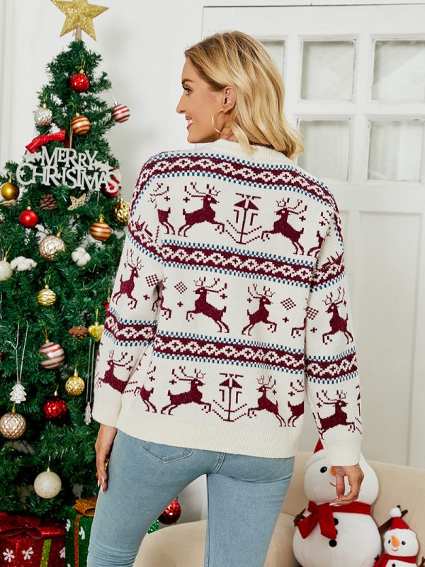 Christmas Deer Jacquard Sweater Women