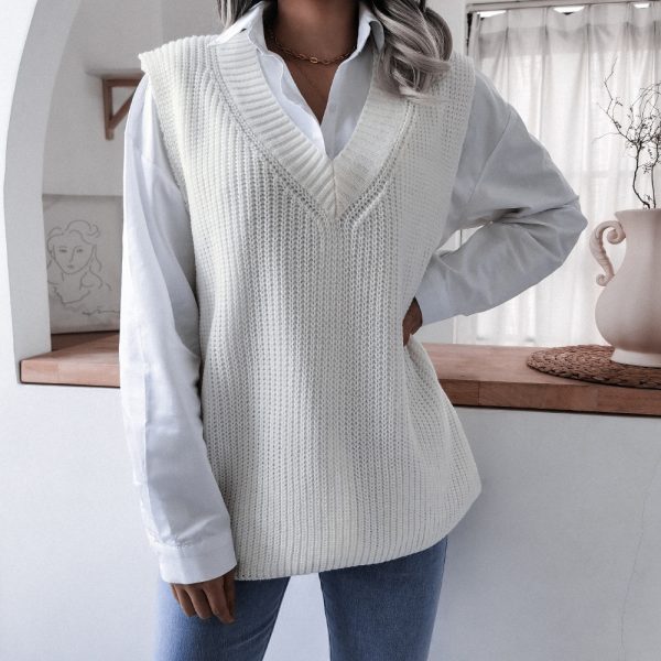 V-Neck Loose Knitted Vest Jacket