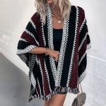 Contrast Color Plaid Ladies Tassel Cape Scarf