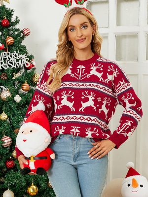 Christmas Deer Jacquard Sweater Women