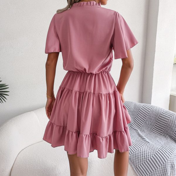 Flounced Ribbon A-Line Dress