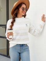 Contrast Color Striped Autumn Winter Sweater Women - Loose Mock Neck Sweater