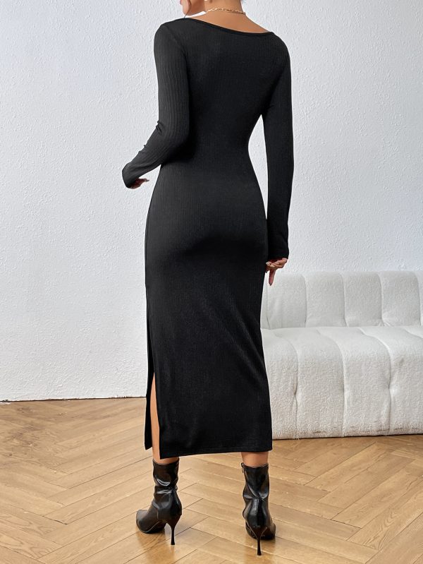 Sexy Deep V-Plunge Split Sleeve Dress