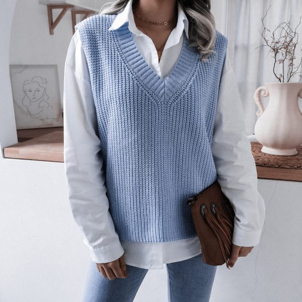 V-Neck Loose Knitted Vest Jacket