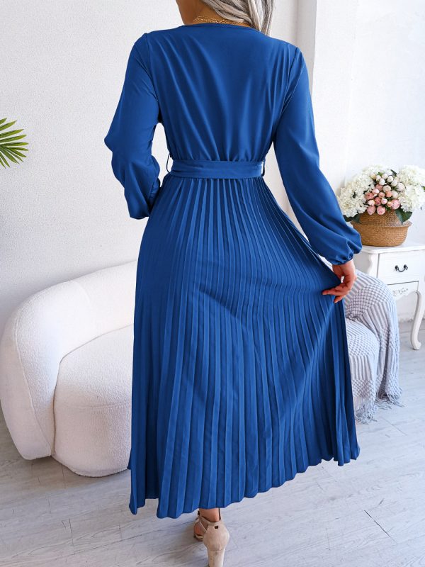 Elegant Cross V-Neck Swing Pleated Dress