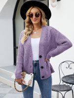 Thick Thread Cable Knit Sweater Women Cardigan Coat