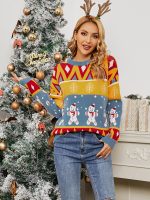 Christmas Snowman Women - Autumn Winter Pullover Christmas Snowflake Sweate