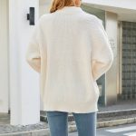 Retro Twist Sweater Women - Autumn Winter Loose Mock Neck Sweater Top