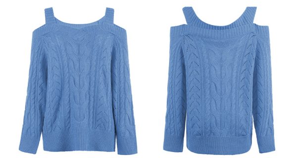 Sultry Off-Shoulder Twist Sling Sweater - Women's Autumn Knitwear