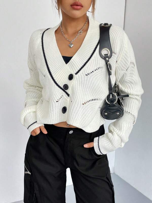 Loose V-Neck Thin Sweater Jacket