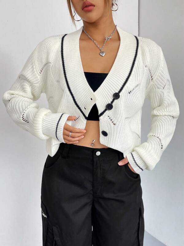 Loose V-Neck Thin Sweater Jacket