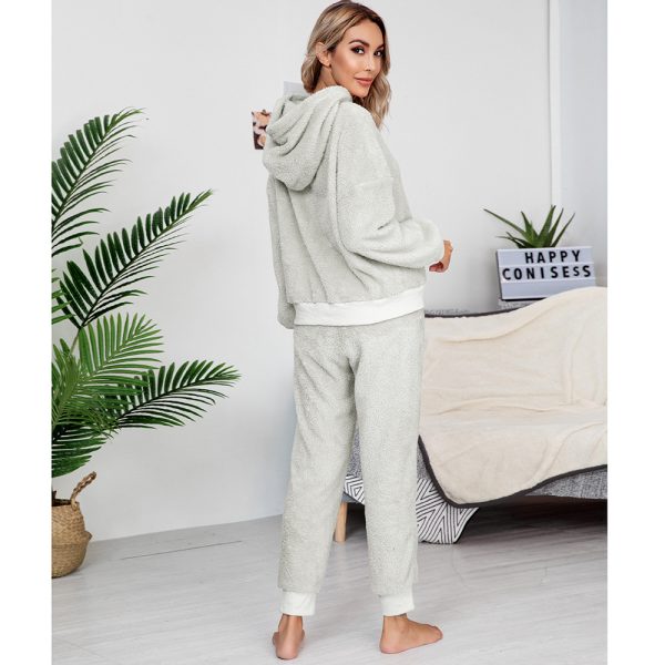 Double-Sided Velvet Hooded Sweater Pajama Suit for Women