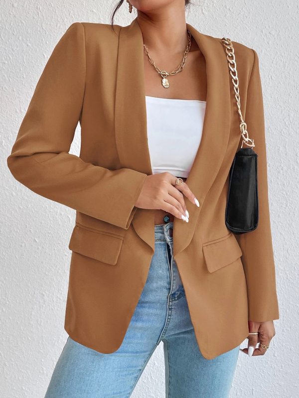 Solid Color Collared Office Jacket