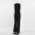 Slim Black V-Neck Vest & Straight Leg Trousers Set