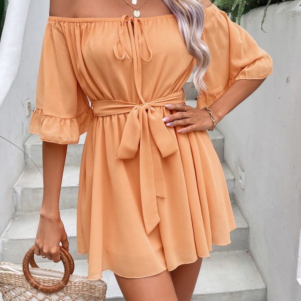 Ruffled Off-the-Shoulder Chiffon Romper