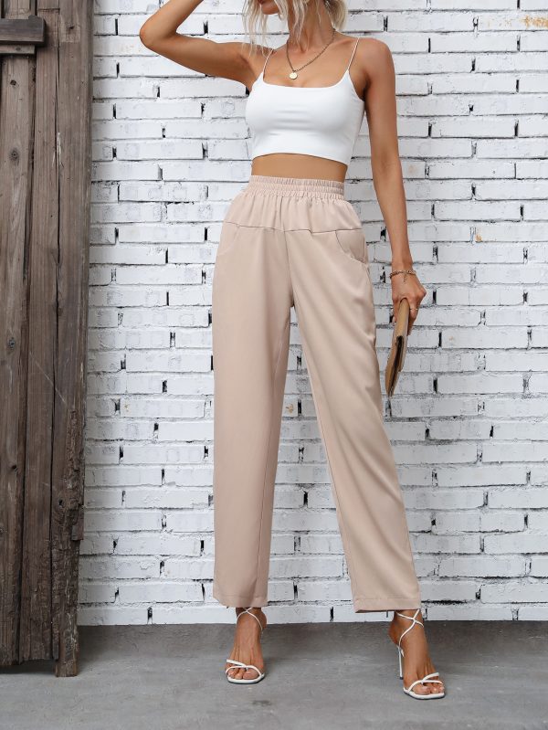 High Waist Solid Color Trousers