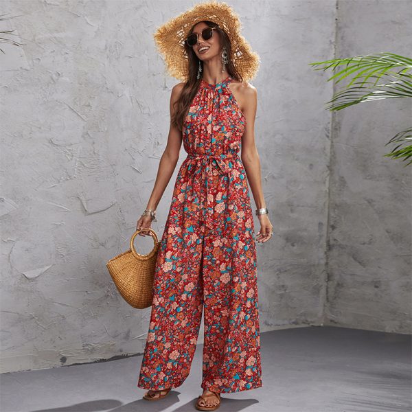 Sleeveless Halter Wide-Leg Jumpsuit