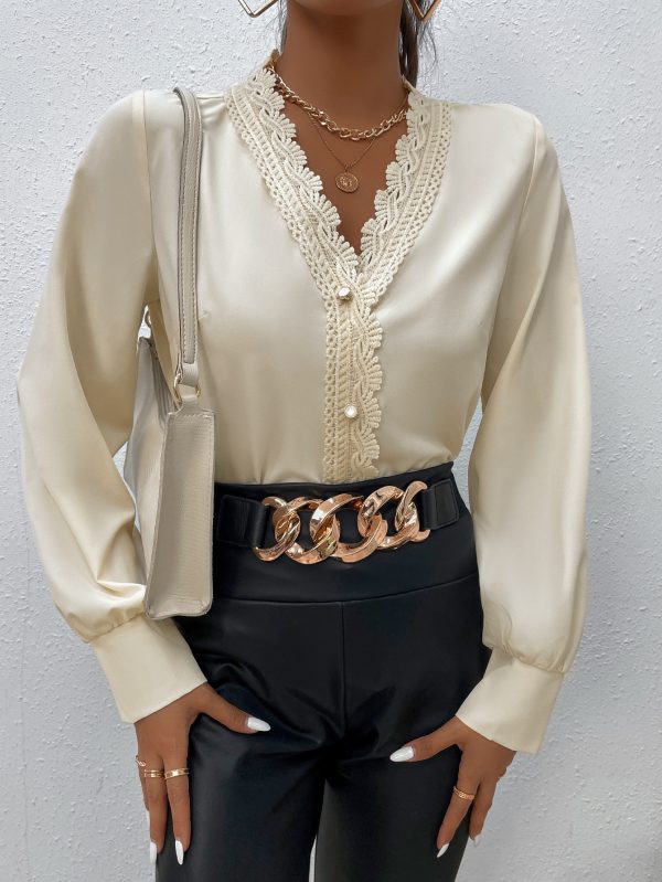 Elegant Lace V-Neck Shirt for Women