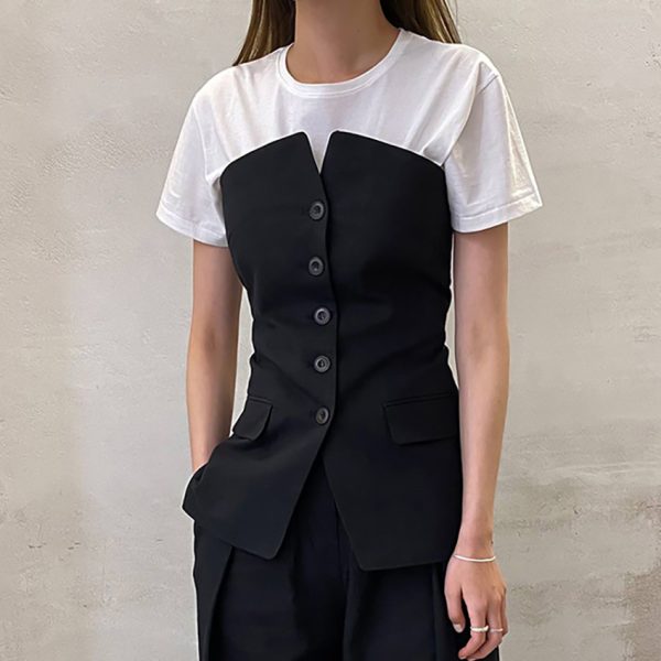 Sleeveless Black Waistcoat Vest