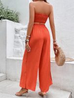 High Waist Wide-Leg Pants Set with Wrapped Chest Tube Top