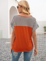 Striped V-Neck Loose T-Shirt for Women