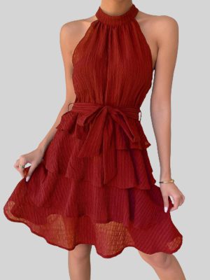 Stitched Ruffled Beach Dress for Women