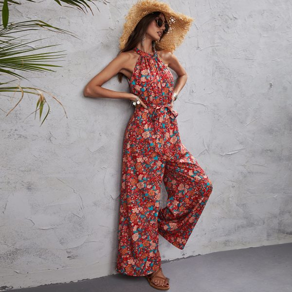 Sleeveless Halter Wide-Leg Jumpsuit