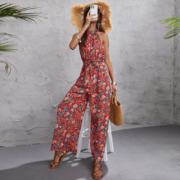 Sleeveless Halter Wide-Leg Jumpsuit