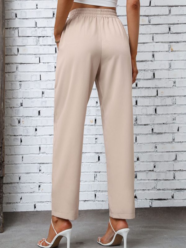 High Waist Solid Color Trousers