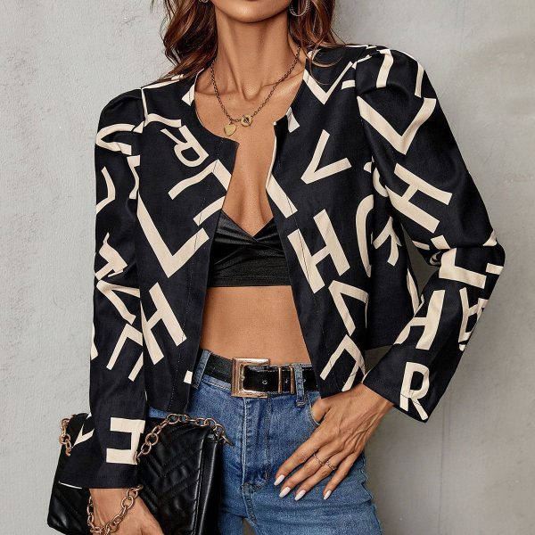 Trendy Letters Short Casual Jacket