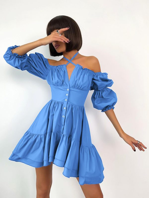 Halter Puff Sleeve Sexy Summer Dress