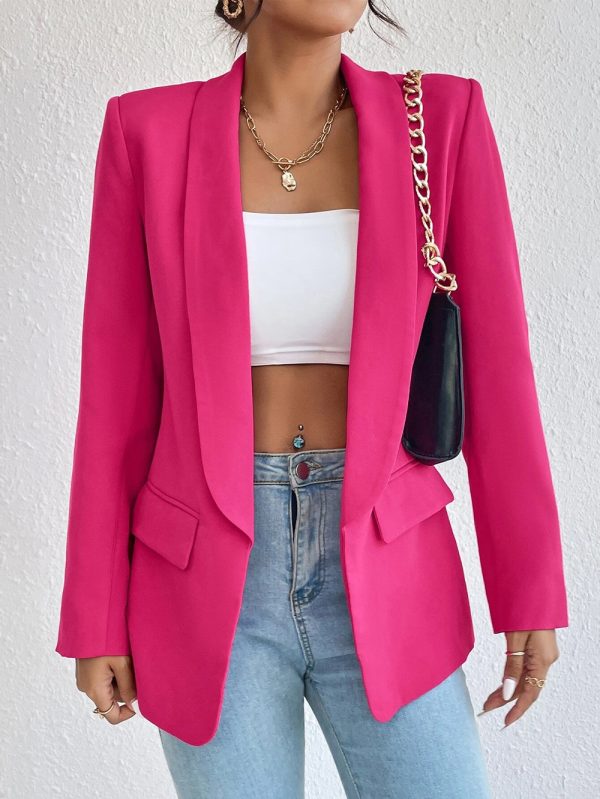 Solid Color Collared Office Jacket