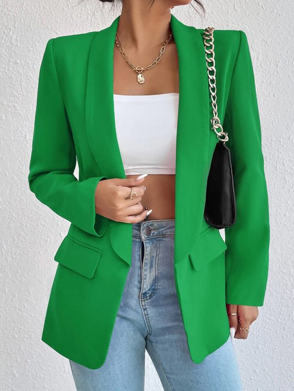 Solid Color Collared Office Jacket