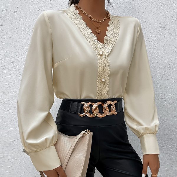 Elegant Lace V-Neck Shirt for Women